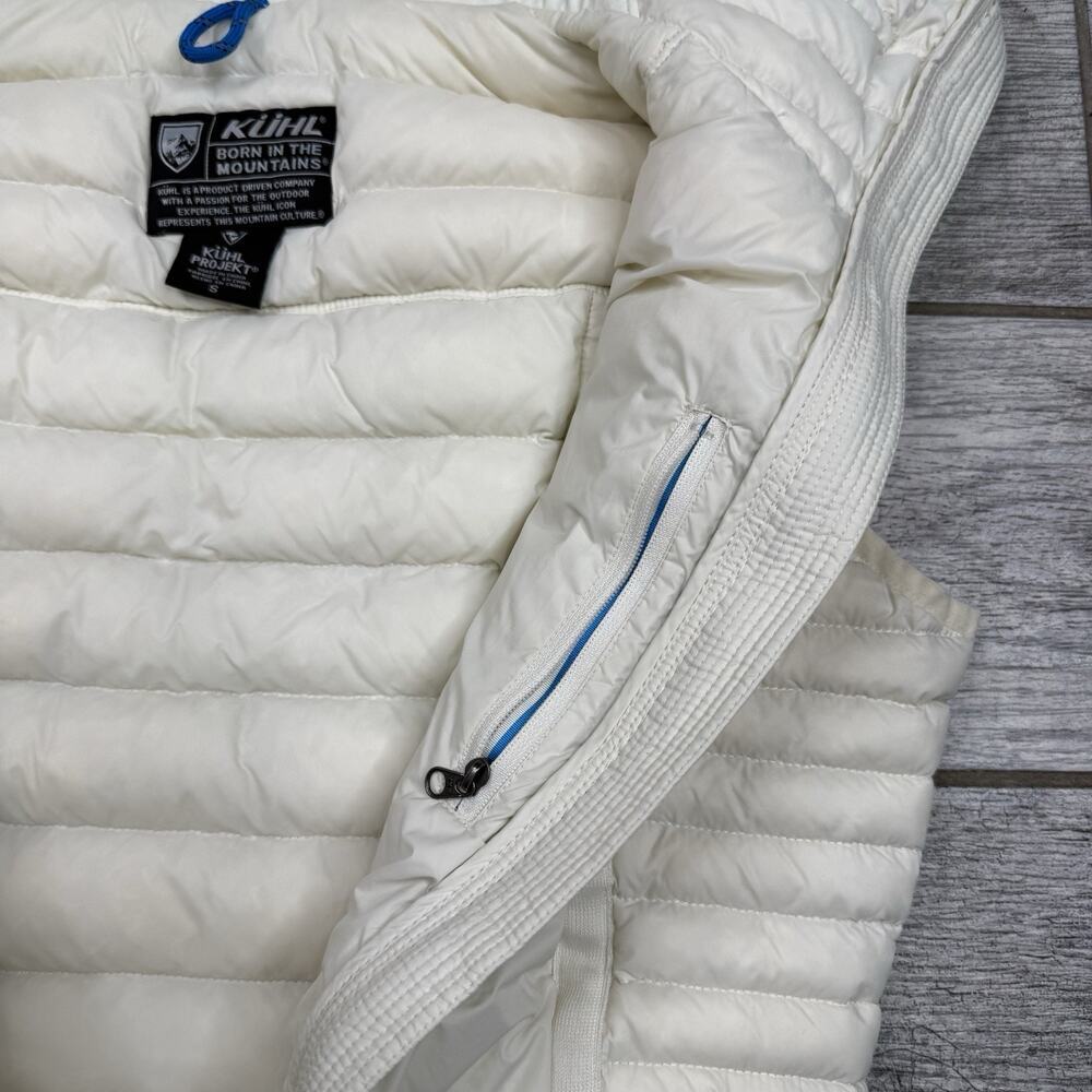 Kuhl Projekt Vest Womens Size Small White Goose Down Puffer Hooded Zip Pockets - Picture 9 of 16